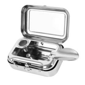 Mini cendrier portable carré en métal avec couvercle pour intérieur ou extérieur
