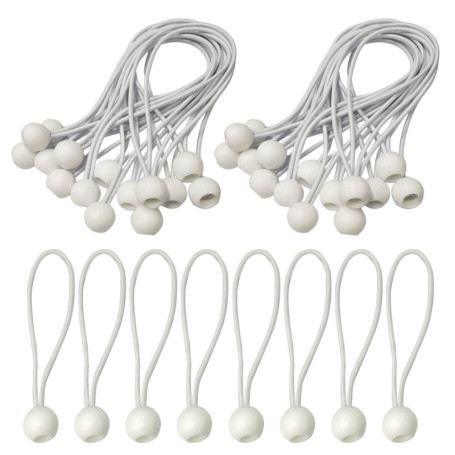 50 Pièces Tendeurs Elastique,Tendeur Elastique Boule,Tendeur Bache, Tendeur avec Boule,Sandow Elastique pour Bache,Tentes,Campin