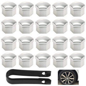 N/S MoK 20 Pièces Cache Ecrou 17 mm, Ecrou Couvre avec Outil Demontage, Écrou de Roue de Jante Cache, pour Voitures, Capuchon de