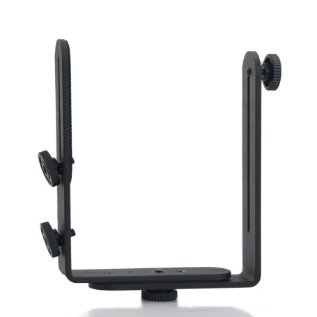 Support Flash Double Forme L - Accessoire D'appareil Photo Plaque Sabot Speedlite Métal Pour Appareil Reflex Numérique Microphon