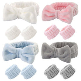Bandeau pour cheveux Duoleimi Skincare-Set de 3 bandeaux démaquillants et bracelets cosmétiques pour femmes bandeau pour maquill
