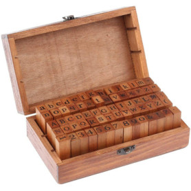 70pcs Jeu de timbres alphabet, timbres de lettres de l'alphabet,Timbres Lettre Numéro Timbres Alphabet En Bois Vintage Lettre Ti