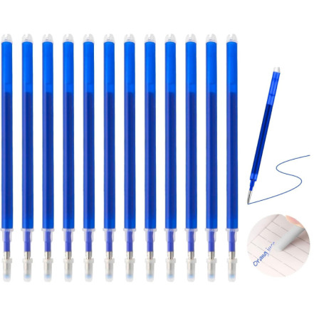Lot de 12 mines de rechange améliorées 0,7 mm - Compatible avec Pilot FriXion (bleu) - Effaçables - Longueur d'écriture : 400 m 