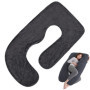 Housse de coussin de grossesse, en forme de J, pour coussin de positionnement latéral, coussin de corps amovible en coton, lavab