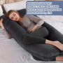 Housse de coussin de grossesse, en forme de J, pour coussin de positionnement latéral, coussin de corps amovible en coton, lavab