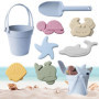 Golgner 8 pcs Ensemble de Jouets de Sable en Silicone, Ensemble de Jouets de Plage en Silicone, Jouet de bac à Sable avec Seau, 