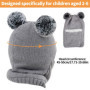 Udbrud Cagoule Bébé, Enfant d'hiver Cercle Echarpe Ensemble Enfant Double Pompon Cagoule Balaclava Bonnet Chaud écharpe Ensemble