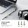 UGREEN Splitter Audio Double Jack 3.5mm Stéréo TRRS Adaptateur Micro Casque Mâle vers 2 Femelle Câble Répartiteur Y Compatible a