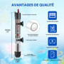 DoRight Chauffage d'Aquarium 50W, Chauffage en Verre Submersible Température Réglable Chauffe-Aquarium avec Ventouse Thermomètre