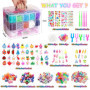 LUZOON 15000+ Elastique Bracelet Enfant Kit XXL, 45 Couleurs Loom Bands Enfant Boite de Rangement à 3 Couches Bricolage Élastiqu
