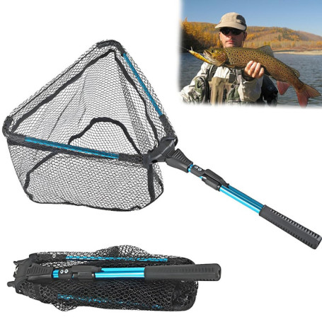 katmerio Épuisette de pêche, épuisette télescopique en caoutchouc, épuisette pliable, épuisette télescopique, filet de pêche pou