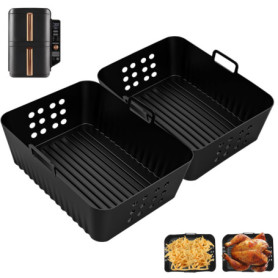 2 pièces Moule Silicone Air Fryer pour Ninja Foodi Dual Zone AF400EU 9.5L, Accessoires Air Fryer pour Ninja Double Stack XL SL40