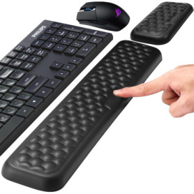 Zaxiva Repose-Poignet Clavier et Souris, Tapis Souris Ergonomique en Mousse à Mémoire, Antidérapante & Imperméable Cuir PU Repos