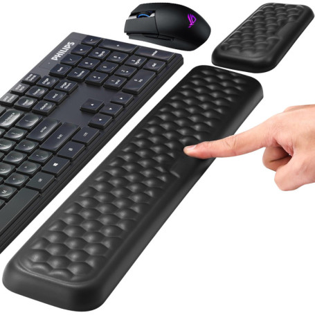 Zaxiva Repose-Poignet Clavier et Souris, Tapis Souris Ergonomique en Mousse à Mémoire, Antidérapante & Imperméable Cuir PU Repos