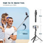 Oderra Trépied Smartphone 3-en-1 avec Perche à Selfie Bluetooth - Télécommande Détachable, 160CM Rétractable + Stabilisation 360