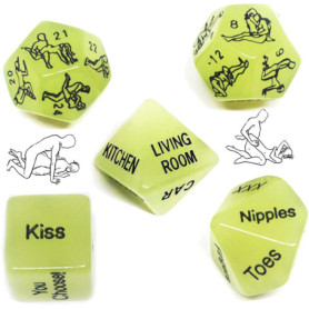 5 Dés Phosphorescents, Jeu, Jouet, Humour, Cadeau De Couple, Ami, Vert, Lumineux, pour La Saint Valentin Et Les Fêtes De Fin D'a