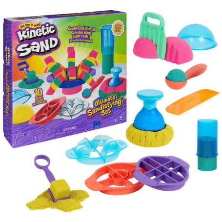 KINETIC SAND SABLE MAGIQUE - ULTIMATE SANDISFYING SET 907 G + 10 MOULES - Créez Différentes Formes Hypnotisantes avec Ce Sable M