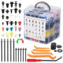 Bczhieulw Clips auto, 1240 pièces Boîte de fixation auto avec outils de démontage, attaches-câbles et coussinets en éponge, clip