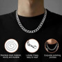 Zuofan Chaîne Cubaine Collier Homme Femme en Acier Inoxydable, Élégant Collier Homme Chaîne, Necklace Largeur 5 mm, Longueur 50 