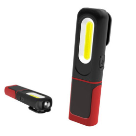 Lampe de Travail LED Rechargeable, Lampe d'inspection 2 en 1 avec Rotation à 360 degrés et 5W COB LED Torche lampe avec Base Mag