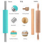 Rouleau à pâtisserie,rouleau à pâtisserie en silicone,antiadhésif en acier inoxydable avec poignées,Tapis de Cuisson pour fondan