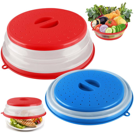 Cloche Micro Onde,2PCS Cloche Micro-Onde Pliable,Onde Passoire avec Trous de Vapeur pour Fruits Et Légumes, Couvercle Cloche Ant