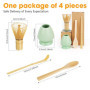 LWMTT 4 Pièces Fouet Matcha Kit, Matcha Kit, Fouet Matcha Bambou 80 Dents, Cuillère Traditionnelle, Support Fouet pour Matcha, K