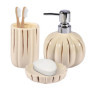 Home Basic Lot de 3 pompes à lotion, gobelet, porte-savon, glaçure beige
