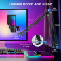 USB Gaming Micro, RGB Microphone à Condensateur, Micro Gaming avec Bras, Micro Streaming pour Mac PS4 PS5, pour Le Streaming Les