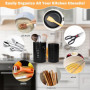 EUIEUT 2 Pcs Porte Ustensiles Cuisine en Acier Inox, Porte Couverts Cuisine Noir, Pot Couvert Vaisselle à Conception Creuse, Ran