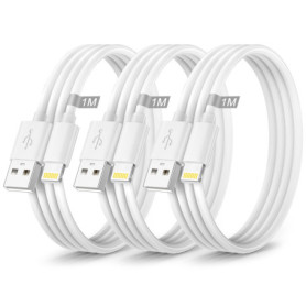 Câble iPhone 1M Lot de 3, Câble Chargeur iPhone 1M[MFi Certifié], Cable Lightning USB Cordon iPhone Fil Chargeur iPhone Cable iP