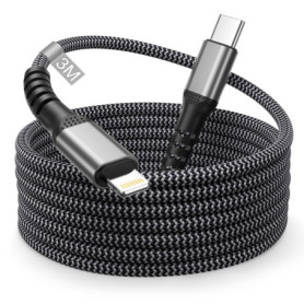 Câble USB C iPhone 3M, Cable USB C vers Lightning 3M Long [Apple Certifié MFi] Câble iPhone Charge Rapide Fil Chargeur iPhone Ra