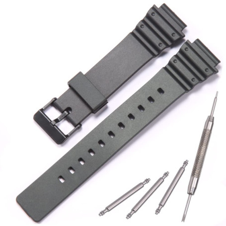 MCXGL Bracelet de montre en résine compatible avec Casio MRW-200H - Bracelet de rechange en caoutchouc noir pour homme et femme