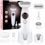 Rasoir Electrique Femme,3-In-1 Tondeuse Femme Intime,Epilateur Visage Femme avec Affichage LED de Batterie,Sec et Humide IPX7,po