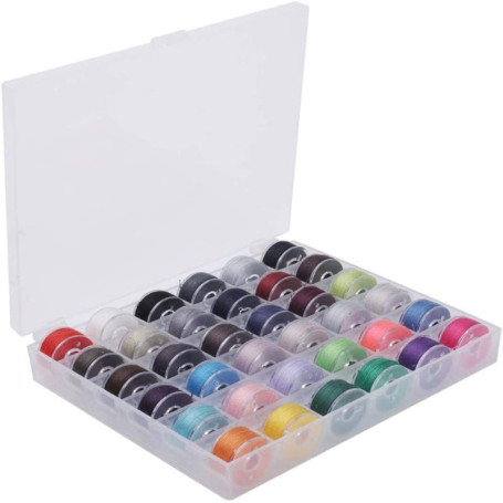 Fils de Canette de Machine à Coudre, 36 Pièces Couleurs Assorties Ensemble de Canette Pré-enroulée pour Brother Singer Janome Ba