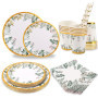 CEILIWEN Lot de 125 assiettes en carton vert sauge pour 25 invités, assiettes plates de 22,9 cm, assiettes à dessert de 17,8 cm,