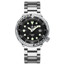 ADDIESDIVE Diver 300 Mètres Montre Sous Marine Homme,Luminescente Chromalight Montres, 47.5mm Grand Cadran Analogique, Noir , Br