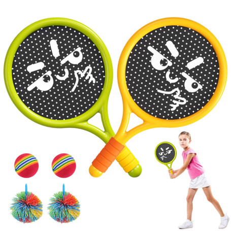 YBCCBY Raquette de Tennis pour Enfants, Raquette Badminton Enfant Balles et Raquettes de Plage Plastique Jeu de Raquette Légères