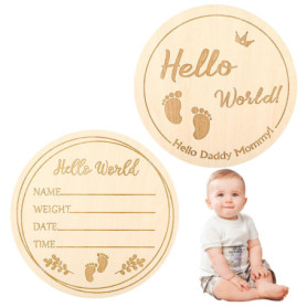 Panneau D'annonce de Bébé en Bois rond de 10 cm, Idéal pour les Photos de Baby Shower, la Décoration Murale de la Nurserie, Hell