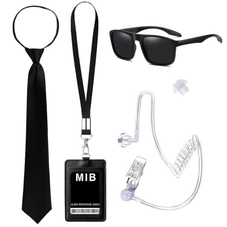 SEFIRST 5 Pcs MIB Agent Costume Accessoires, Men in Black Deguisement, Ensemble de Costumes de Services Secrets Accessoires, Cos