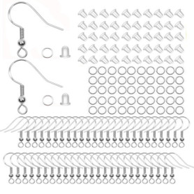 JIEYUCHU Crochets de Boucle d'oreille, 50 Pièces Lot de Crochet pour Boucles d'oreilles en Argent 925, DIY Fil d'oreille Crochet