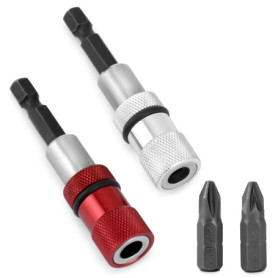 QWORK® 2Pcs Porte-Embouts Magnétique avec Butée de Profondeur, tige hexagonale 1/4", comprend 2 x PH2 Embouts Visseuse a Placo
