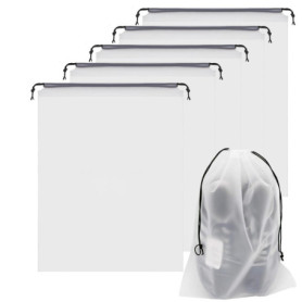 MEETTIKEY 5 Sacs à Chaussures, Sacs à Chaussures Transparents de Voyage avec Cordon de Serrage Organisateur de Chaussures pour H