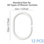 12 pièces Anneau Rideau Douche, Anneaux Rideaux en Forme de C,Crochet Rideau en Plastique,Crochet Rideau Douche en Blanc,Anneaux