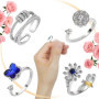 6 Pcs Fidget Bague pour Femmes Réglable Anneau Ouvert Ensemble Spinner Anneaux Bague Argent Zircone Fleur éToile Lune Perle Soul
