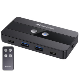 Cable Matters Commutateur USB 4 ports 10 Gbps et USB C pour 2 ordinateurs avec télécommande, commutateur KVM switch USB C, parta