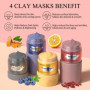 Lot de 4 Masques à L'argile, Masque à L'argile à La Vitamine C Curcuma, Masque à La Boue Mer Morte, Masque à L'argile Aux Myrtil
