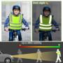 Vegena 8 Pcs Gilet de Sécurité pour Enfants, 360° Visibilité à Gilet Réfléchissante pour 3-12 Ans Enfants, Gilet Jaune Réfléchis