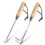 WORKPRO 2 Pièces Desherbeur Manuel, Couteau Désherbeur, Désherbeur Manuel en Acier Inoxydable avec Poignée Bois, Arrache Mauvais