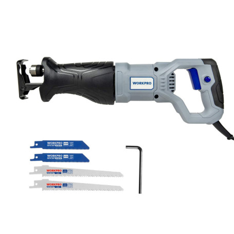 WORKPRO Scie Sabre 710W 0~2800 tr/min Vitesse Variable avec Mécanisme de Changement Rapide de Lame, Profondeur de Coupe Bois/Mét